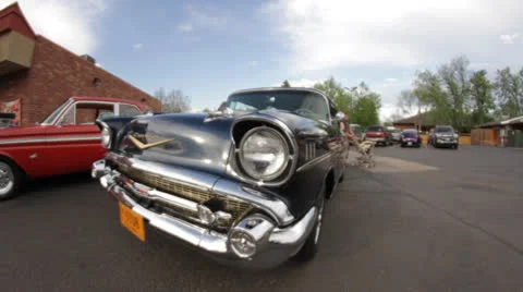 Fisheye Shot of Classic Chevy Stock Footage 25239840