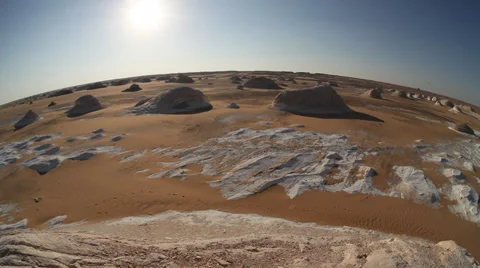 Fisheye sight of the White Desert, Egypt Stock Footage 35850452