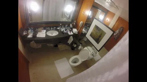 Fisheye view of a bathroom  Stock Footage 34510765