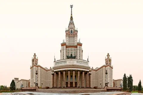 Fisheye view of MGU, Russia Stock Photos
