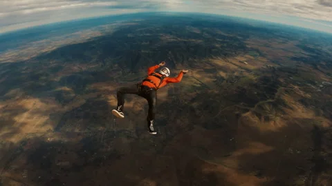 Fisheye view of a person skydiving Stock Footage 264503824
