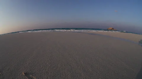 Fisheye -  Waves on the beach and camera falling down, Marsa Matruh, Egypt Stock Footage 38860318