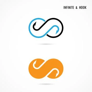 Fishhook and infinite logo elements design.Infinity icon.Abstract hook logo. Stockillustratie