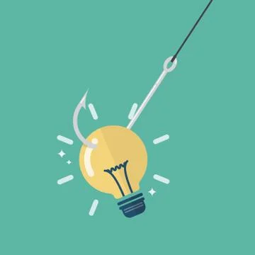 Fishhook with idea lightbulb Stock Illustration