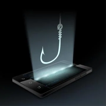 Fishhook on the smartphone Stock Illustration