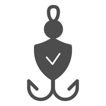 Fishhook solid icon. Bait checked vector illustration isolated on white Stock Illustration