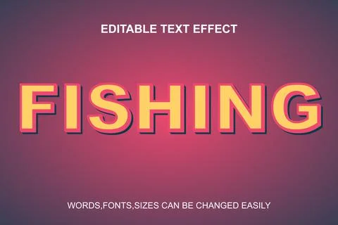 Fishing 3d editable text effect Illustrazione stock