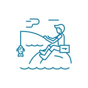 Fishing activities linear icon concept. Fishing activities line vector sign Stock Illustration