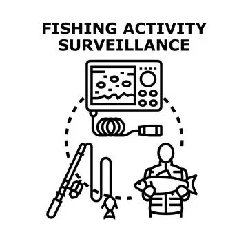 Fishing activity surveillance detecting aquatic life Stock Illustration