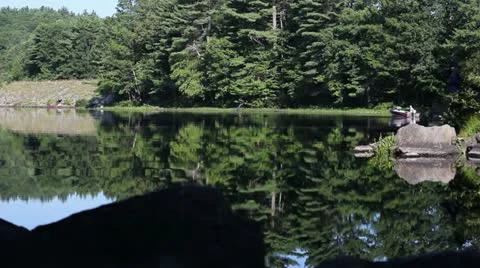Fishing And Boating From Shore Stock Footage 11186271