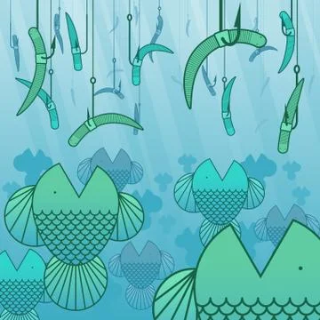 Fishing background Stock Illustration