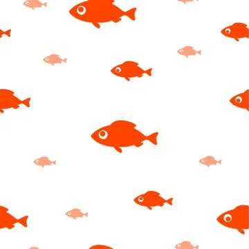 Fishing background. Seamless pattern with funny fish on white . Vector illust Stock Illustration