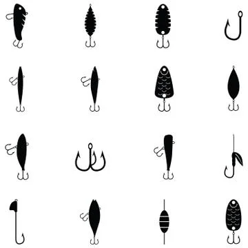 Fishing baits icon set Stock Illustration