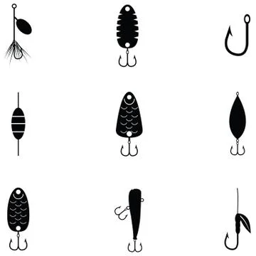 Fishing baits icon set Stock Illustration