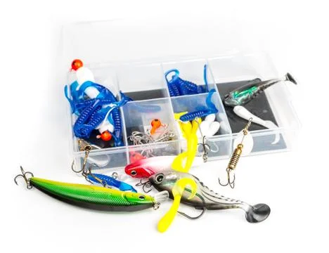 Fishing baits set Stock Photos