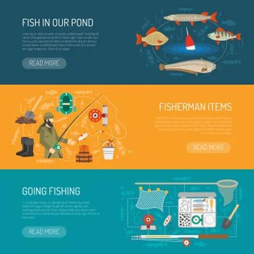 Fishing Banners Set Stock Illustration