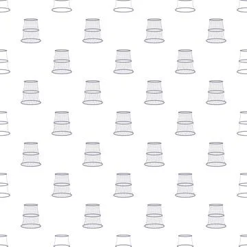 Fishing basket trap seamless pattern on white background Illustrazione stock