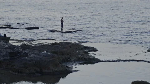 Fishing at the Beirut cost Stock Footage 159612401