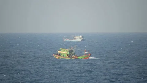 Fishing boat activity Stock Footage 202196075