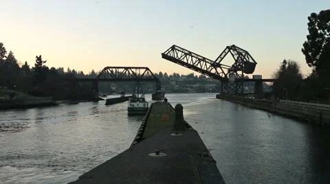 Fishing Boat and Draw Bridge Time Lapse Stock Footage 34300080