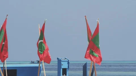 Fishing Boat And Flags Stock Footage 89709447