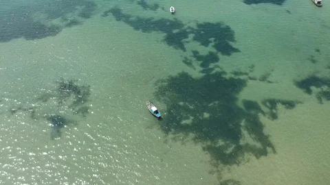 Fishing Boat Arial View Stockbeeldmateriaal 82864306