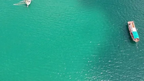 Fishing Boat Arial View Stockbeeldmateriaal 82864865