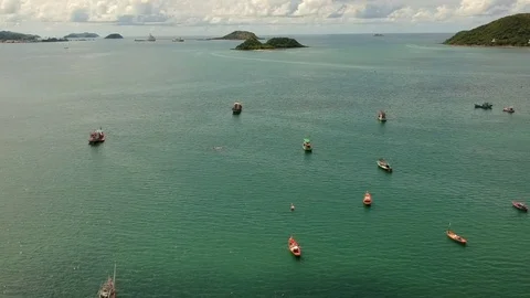 Fishing Boat Arial View Stockbeeldmateriaal 82865183