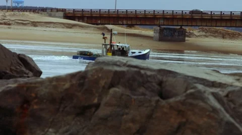 Fishing Boat at the Beach During The Winter Video stock 45369845
