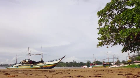 Fishing boat at the beach Stock Footage 58317105