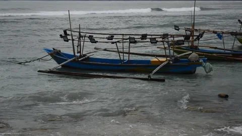 A fishing boat at the beach Stock Footage 192833605