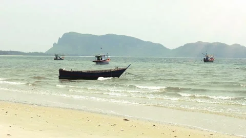 Fishing Boat on Beach Stock Footage 227075758