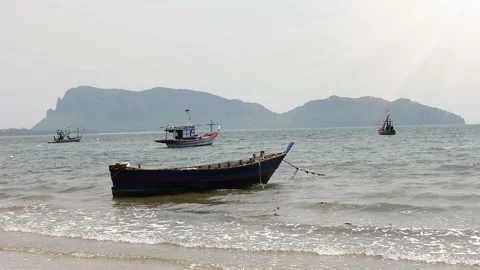 Fishing Boat on Beach Stock Footage 227075764