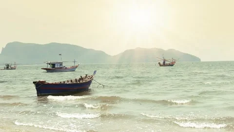 Fishing Boat on Beach Stock Footage 227075767