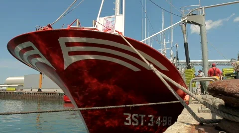 Fishing Boat at the docks Stock Footage 793856