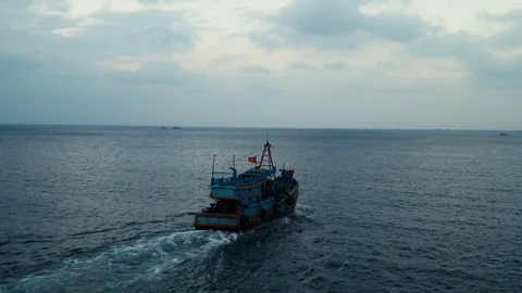 Fishing Boat during Sunset Stock Footage 97785930