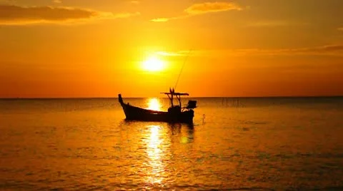 Fishing boat in the evening Stock Footage 20528635