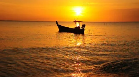 Fishing boat in the evening Stock Footage 20528643