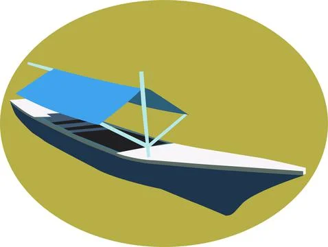 Fishing Boat Flat Vector Illustration Stock Illustration