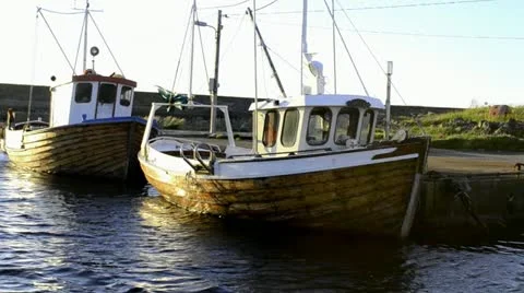 Fishing boat in harbor Stock Footage 20442987