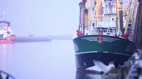 Fishing boat in harbor Stock Footage 39832817