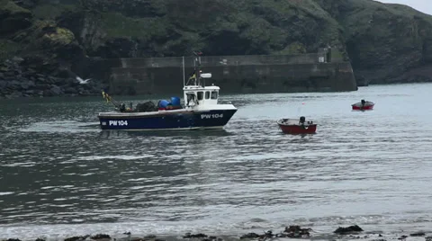 Fishing boat in harbour Stock Footage 34761087