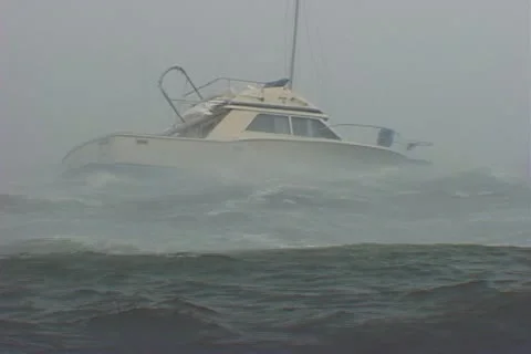 Fishing Boat in a Hurricane Stock-Footage 12575282