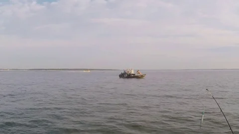 Fishing from boat on lake Texoma. Video stock 77580098