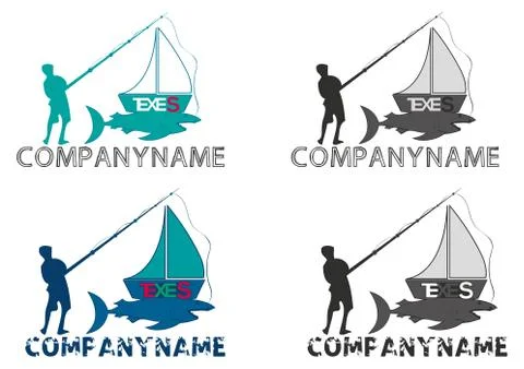 Fishing boat logo logos, vector file easy to edit. 스톡 일러스트