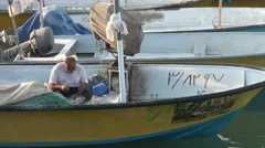 Small fishing boat in a Japanese harbor, Stock Video