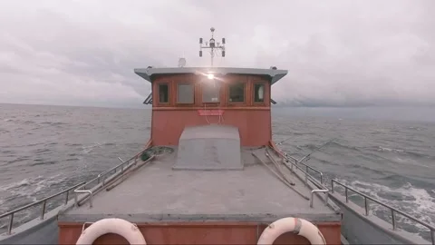 Fishing boat in the middle of ocean Stock Footage 155179218