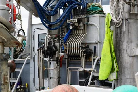 Fishing boat net controls Stock Photos