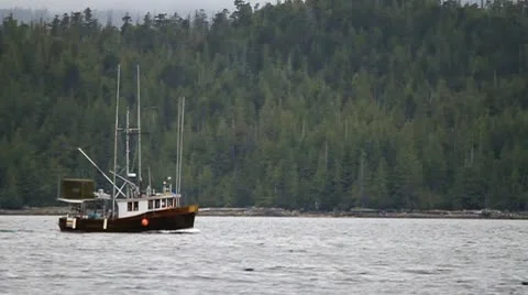 A fishing boat on the ocean Stock Footage 10744012