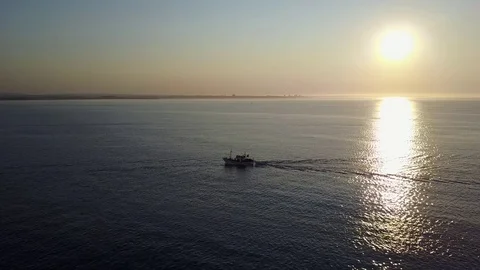 Fishing boat in the ocean Stock Footage 80845050